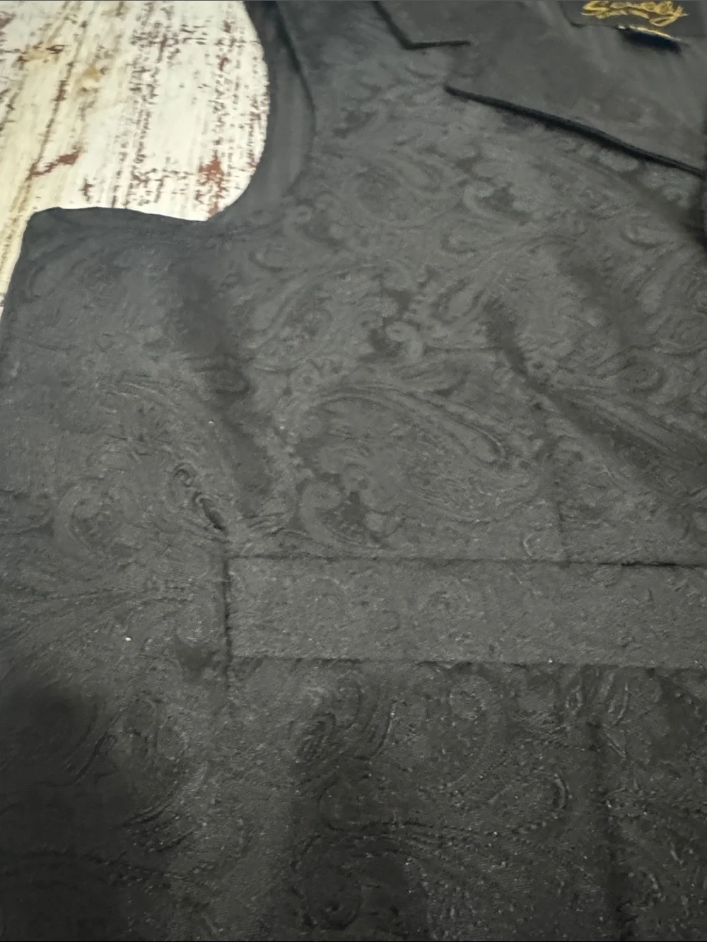 Scully Black Paisley Notch-Lapel Vest Youth L